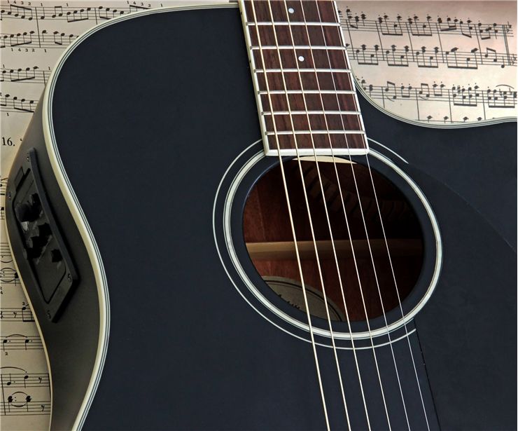 Satin Black Acoustic Electric Guitar
